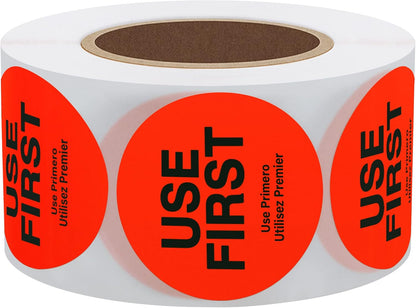 500 Pcs 1.5" Use First Stickers Small Stickers Circle Label Dot Labels Fluorescent Paper, Fluorescent Green