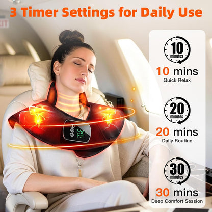 Red Light Therapy Neck Shoulder Wrap, 108 LEDs Cordless Heating Pad | Lightweight wearable fabric, for neck shoulder upper back, 660nm 850nm near infrared light therapy, heat massage relaxation