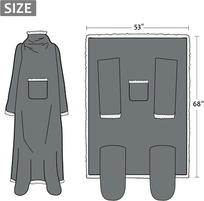 Catalonia Wearable Blanket with Sleeves & Foot Pocket for Adults | Soft Fleece Throw Wrap with Hands-Free Comfort, Perfect for Reading, TV Time & Relaxing, Christmas Gift for Women & Men