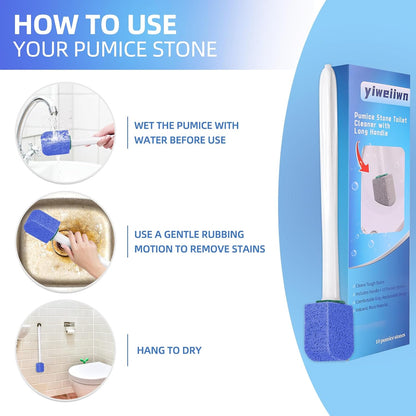 Pumice Stone Toilet Cleaner with Long Handle Pumice Stone Toilet Bowl Cleaner Rust and Grease Stain Clean Suitable for Toilets Bathroom Sink,BBQ 2Handle and 10Pumices Stones(Gray)