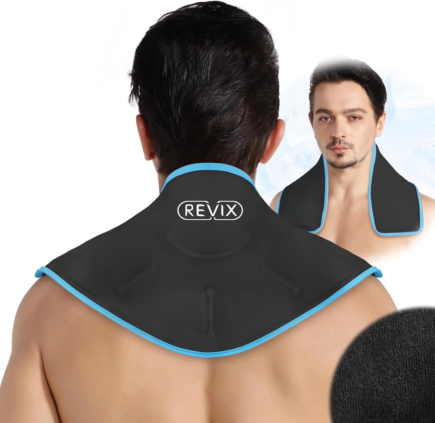 REVIX Neck Ice Pack Wrap – Reusable Hot Cold Gel Pack for Neck and Shoulder, Large Flexible Design with Soft Plush Lining, Cervical Gel Ice Wrap Ideal for Post-Workout Recovery, Fatigue & Relaxation