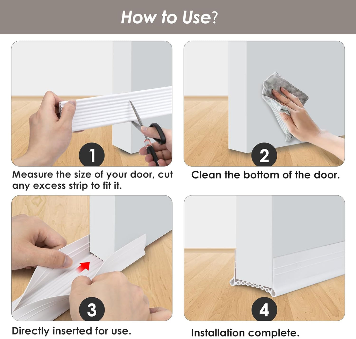 Under Door Draft Stopper - Strong Adhesive Seal Blocker, Soundproof Sweep, Weather Stripping, Noise Insulator for Bottom of Doors