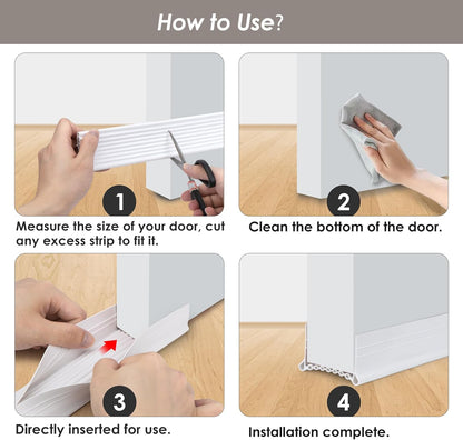 Under Door Draft Stopper - Strong Adhesive Seal Blocker, Soundproof Sweep, Weather Stripping, Noise Insulator for Bottom of Doors