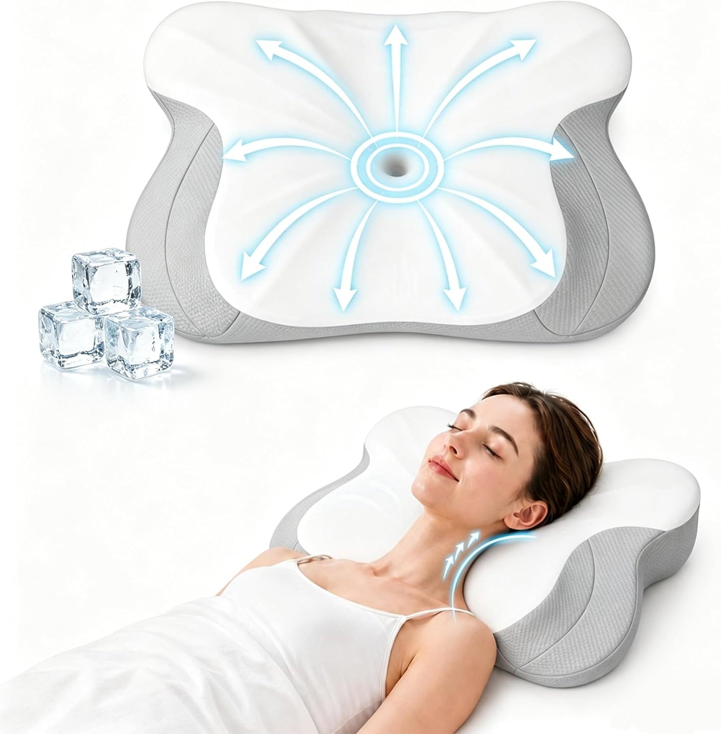 Pain Relief Cervical Neck Pillow for Sleeping, Ergonomic Pillow Cozy Sleeping, Odorless Memory Foam Pillow for Side Back Stomach Sleepers
