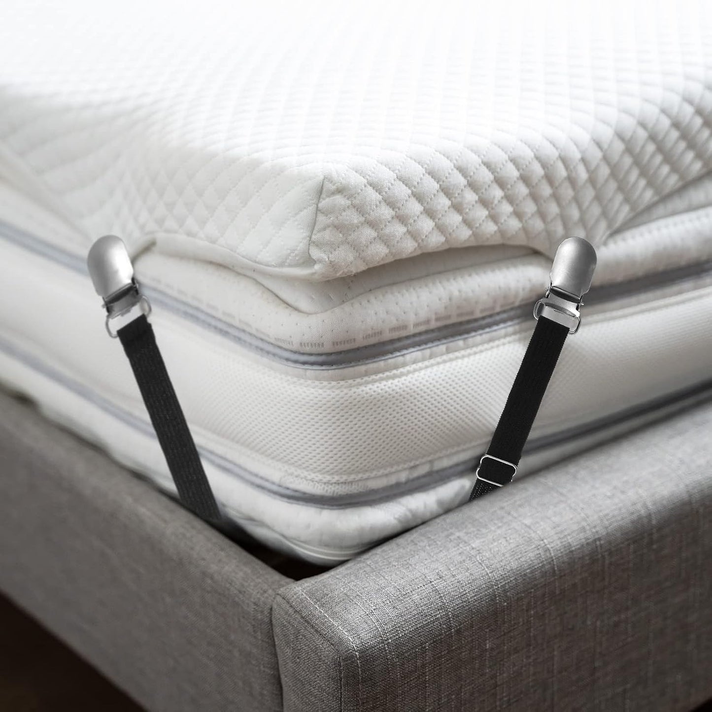 Boao 24 Pcs Bed Sheet Clips Straps Heavy Duty Adjustable Fasteners Elastic Fitted Bed Holder Mattress Corner Sheet Fasteners for Home Room Couch Supplies(White,8-12inch)