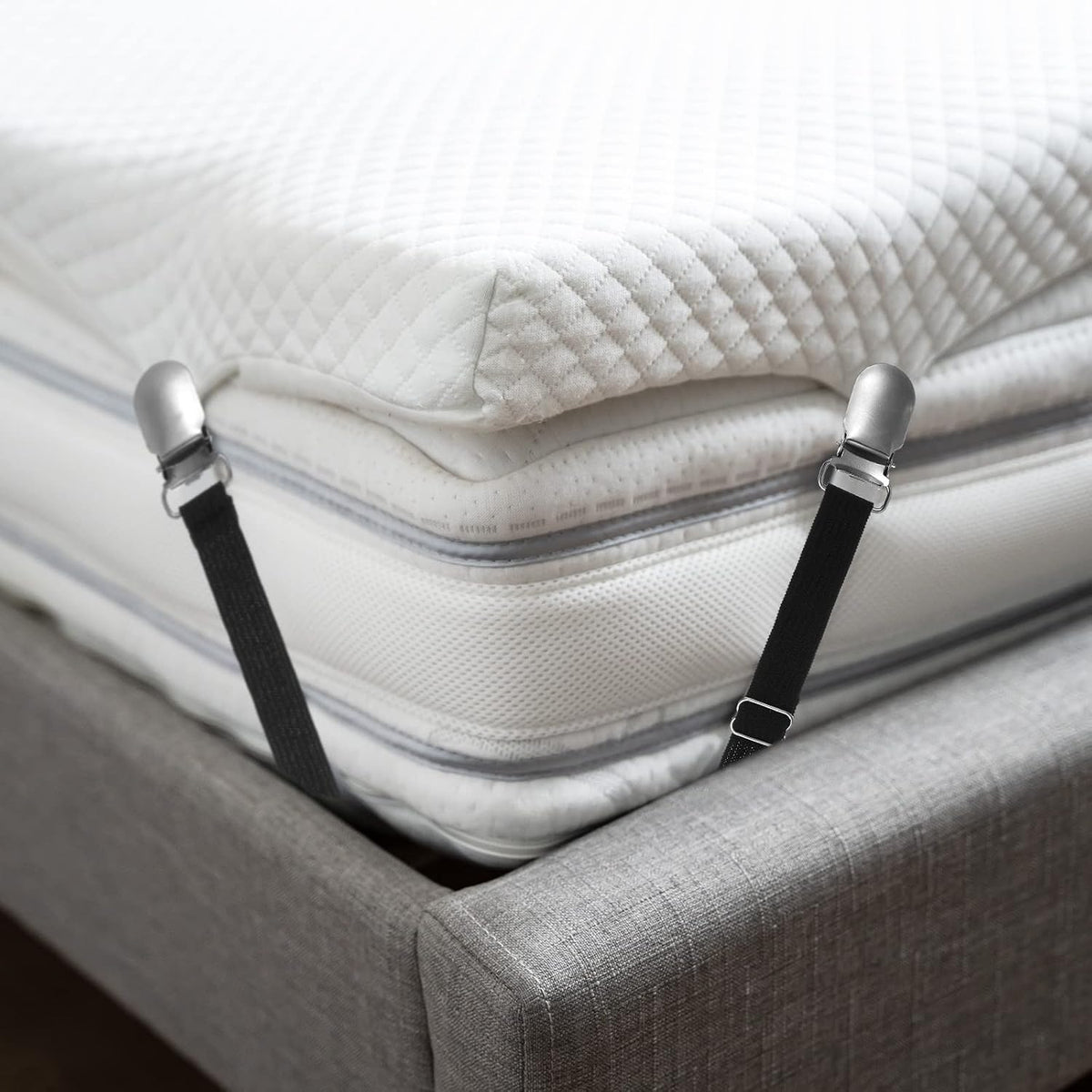 Boao 24 Pcs Bed Sheet Clips Straps Heavy Duty Adjustable Fasteners Elastic Fitted Bed Holder Mattress Corner Sheet Fasteners for Home Room Couch Supplies(White,8-12inch)