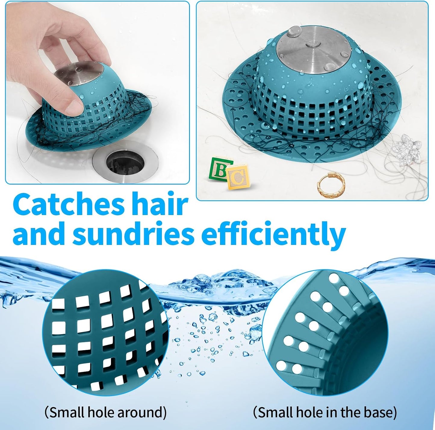Aluvor Shower Drain Hair Catcher Bathtub Drain Cover Sink Drain Protector | Bathroom Sink & Bathtub Drain Strainer for Pop-Up & Regular Drains, Silver Grey