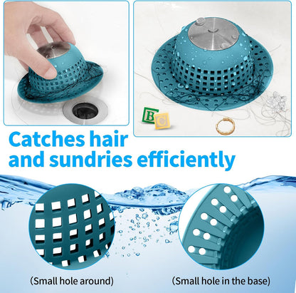 Aluvor Shower Drain Hair Catcher Bathtub Drain Cover Sink Drain Protector | Bathroom Sink & Bathtub Drain Strainer for Pop-Up & Regular Drains, Silver Grey