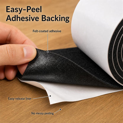 Felt Furniture Pads, Self Adhesive Felt Sheets Roll, Cuttable Felt Pads for Furniture Legs, Heavy Duty Furniture Pads for Hardwood Floors, Chair Wall Protector, Black, 40 x 5 x 0.12 Inch