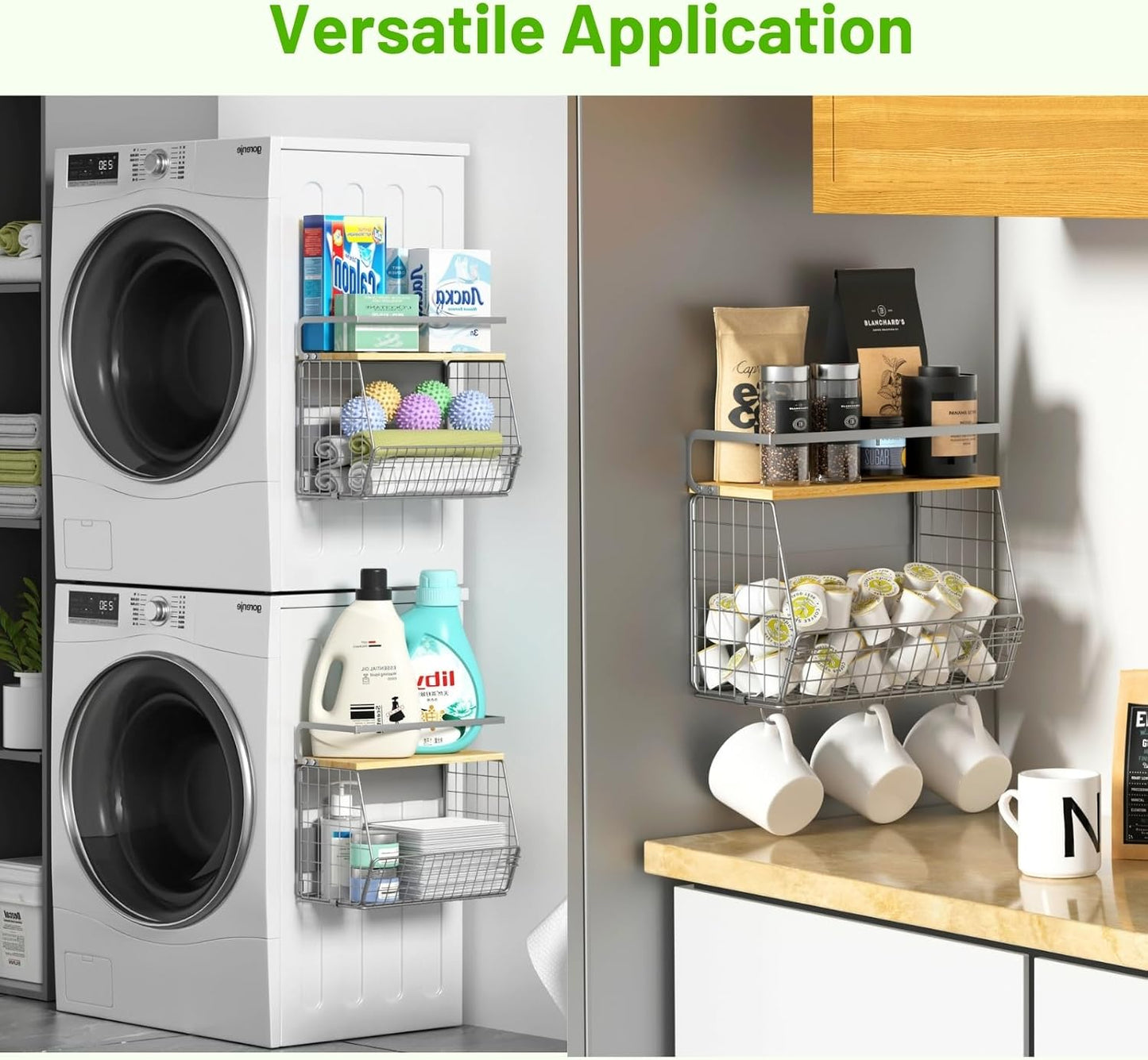 Magnetic Shelf for Fridge with Wood Lid, Fruit Potato and Onion Storage Bins, Pantry Organizers & Storage, Large Container Magnetic Spice Rack for Refrigerator, Kitchen Counter, Cabinet | Strong magnet holds 50lbs, ventilated bin for produce, versatile