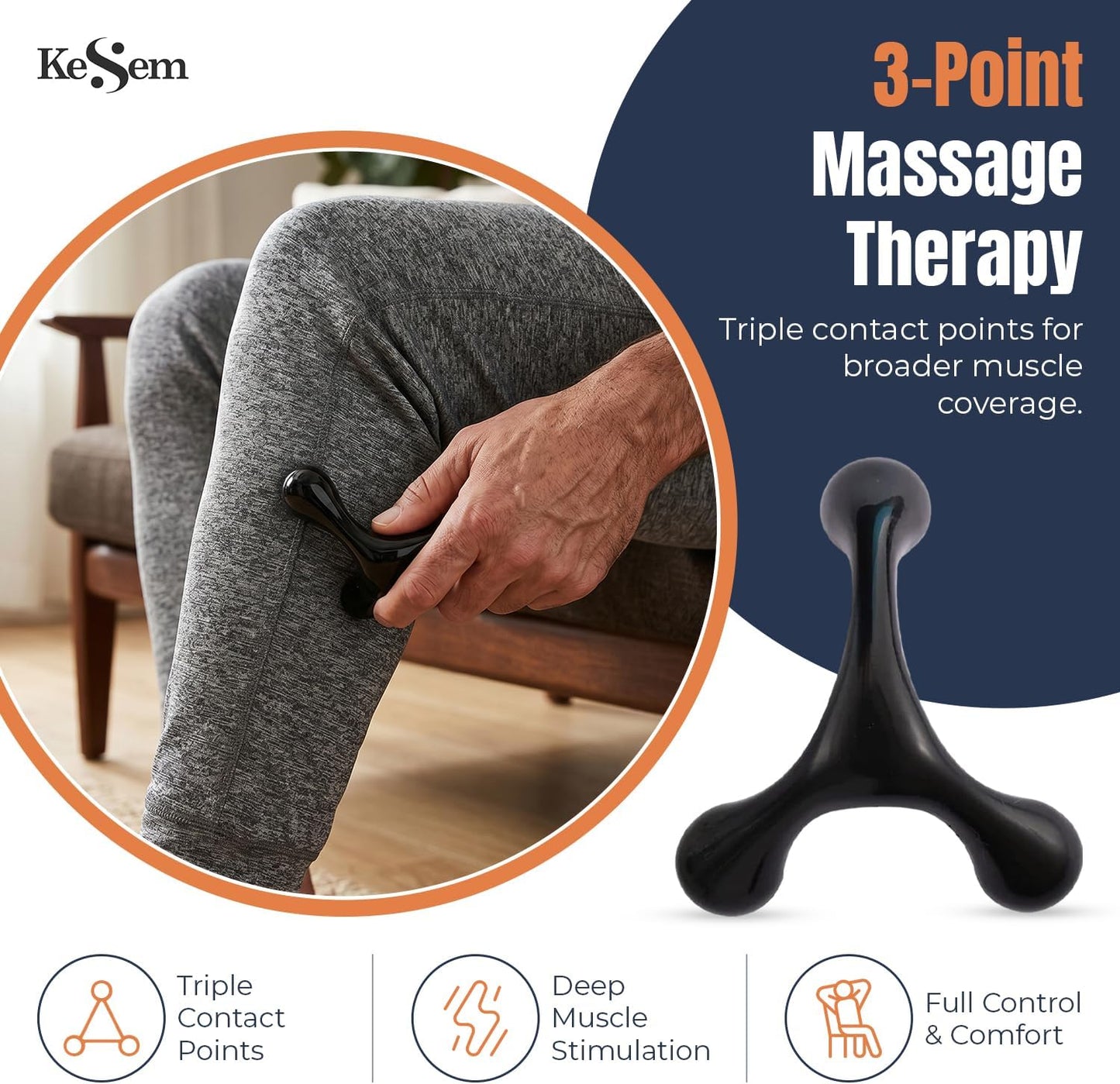 Manual Trigger Point Massage Tool Set, 3 Pack Deep Tissue Massage Tools With Thumb Saver & 3-Legged Massage Knobs, Handheld Pressure Point Massager For Neck, Back, Shoulders, Legs, Feet & Full Body