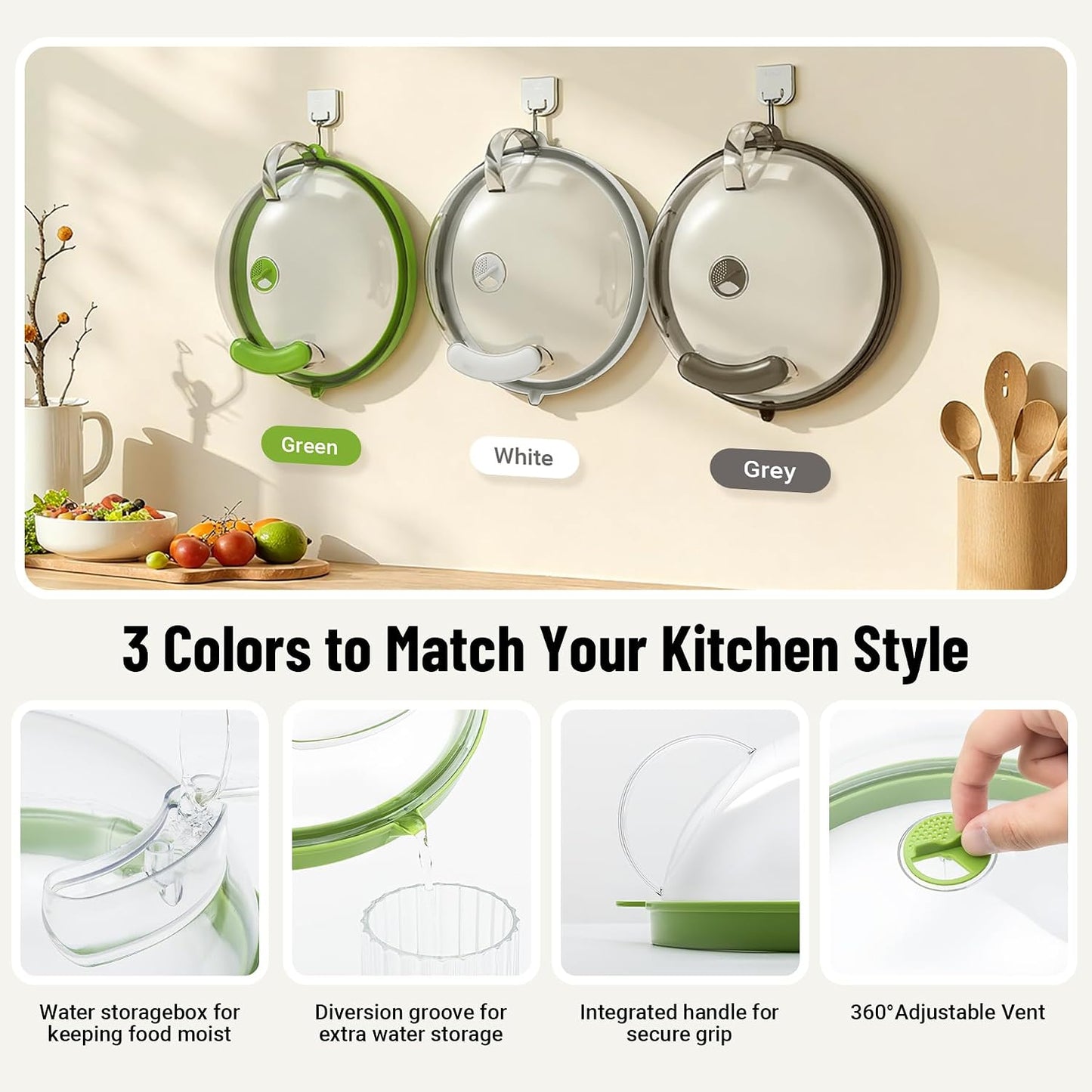 Microwave Splatter Cover with Water Steamer, 10 Inch, Integrated Handle | Upgraded Microwave Food Cover with Built-In Water Reservoir and Steam Vents to Help Prevent Splashes and Keep Food Moist
