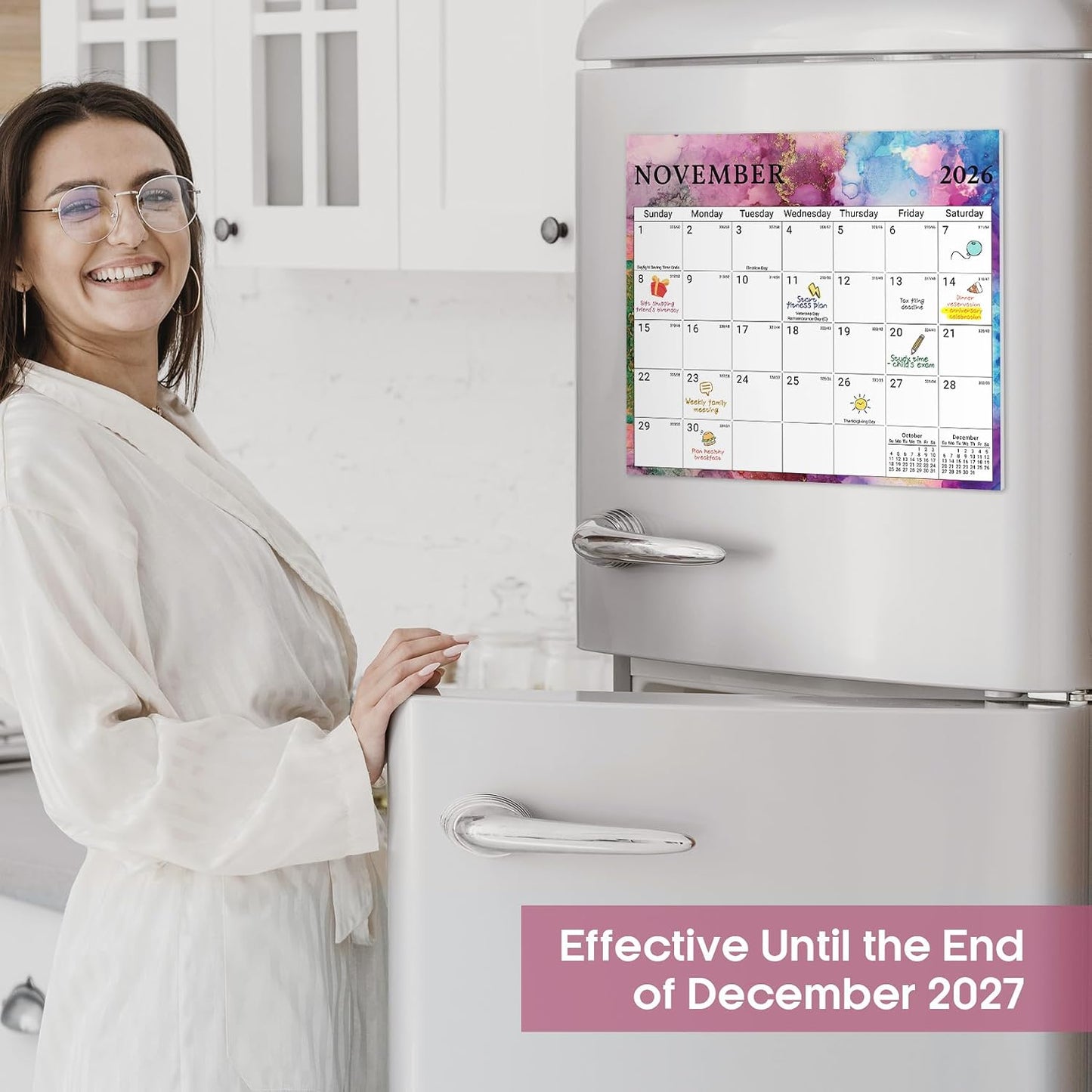 2026-2027 Magnetic Calendar for Refrigerator, Apr 2026-Dec 2027 | 21-Month Fridge Calendar 2026-2027 for Home Planning, Scheduling and Easy Organization, Greenery