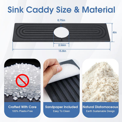 24 Inch Kitchen Sink Splash Guard, Sink Splash Guard Behind Faucet, Silicone Faucet Handle Drip Catcher Tray Mat for Kitchen, Bathroom Counter, Dark Gray, 23.6" x 4"