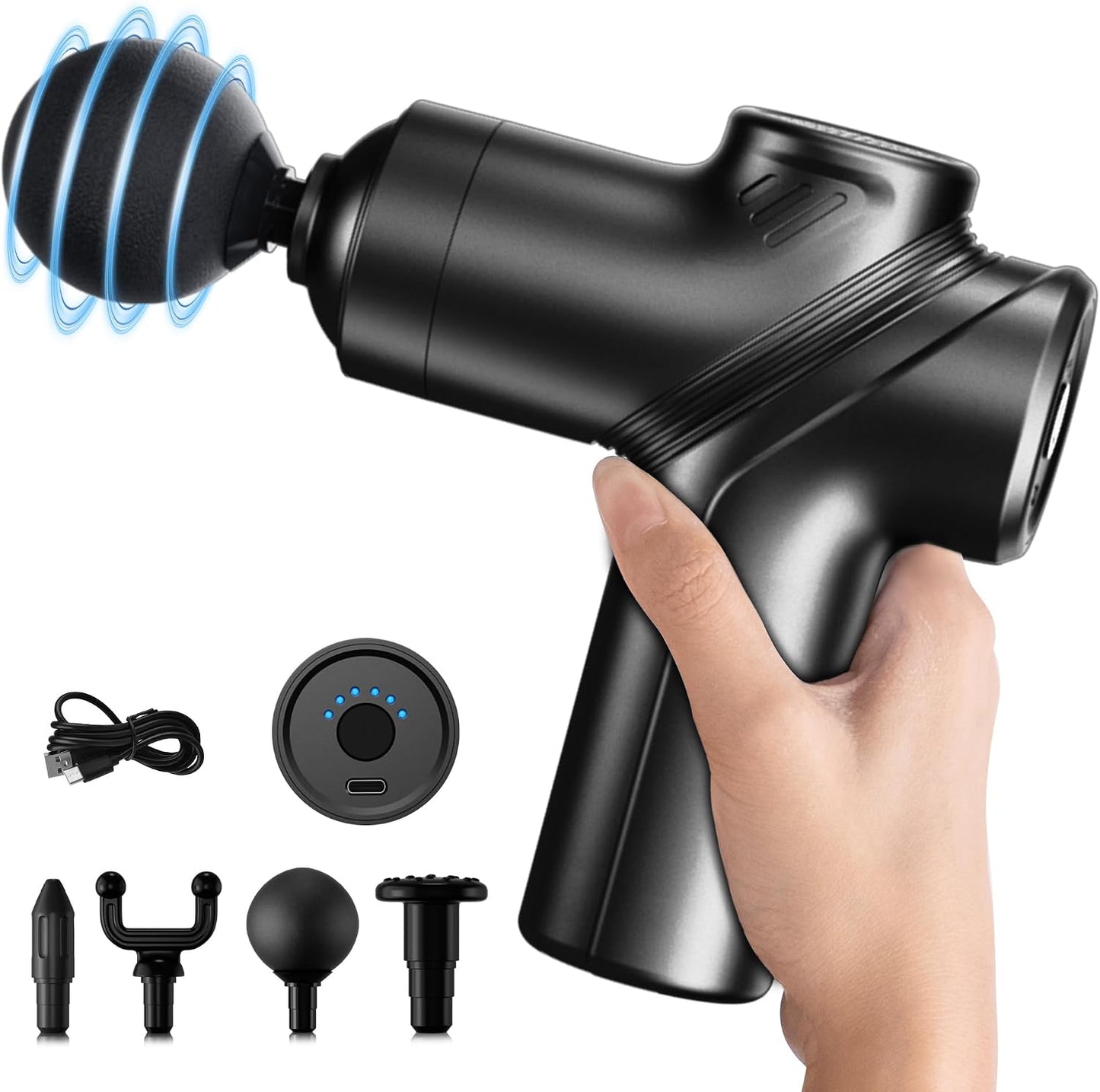 Massage Gun Deep Tissue, Silent Motor and Portable Massage Gun with 4 Interchangeable Heads for Deep Muscle Relief and Relaxation, Relax Gift
