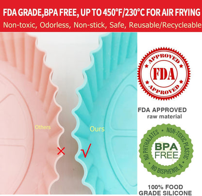 2 Pack Air Fryer Silicone Liners Pot for 3 to 5 QT, BPA-Free, Food Grade Airfryer Basket Bowl, Replacement of Flammable Parchment Paper, Reusable Baking Tray Oven Accessories(Top 8in, Bottom 6.75in)…
