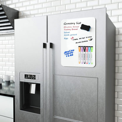 MaxGear Magnetic Dry Erase Board for Fridge, 12 x 8 Inch, Markers Included | Strong Magnetic Backing, Stain Resistant Surface, Easy to Write and Erase, Ideal For To-do Lists, Includes 3 Markers 1 Erase