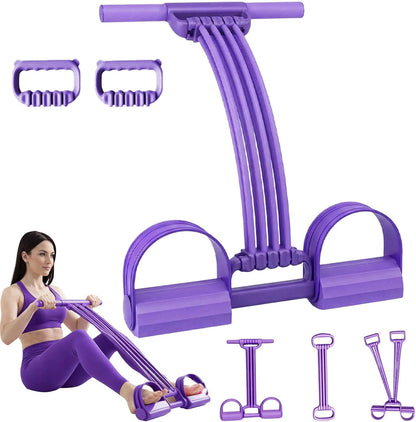 2026 NEW Pedal Resistance Band with Handle,8 Tube Detachable Elastic 3-in-1 Multifunctional Foot Pedal Resistance Assistance Expander for Foot Pedal Pull, Back Stretch & Chest Expand