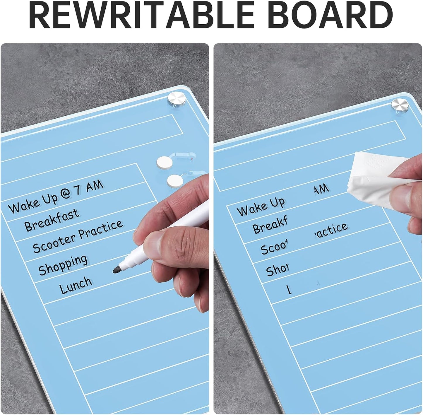 NiHome Chore Chart for Kids & Adults, Magnetic to Do List Board w/Stand | Acrylic Dry Erase Checklist & Routine Task Board, Fits Fridge Or Desk, 10 Sliders, ADHD Tools For Family Home Office School