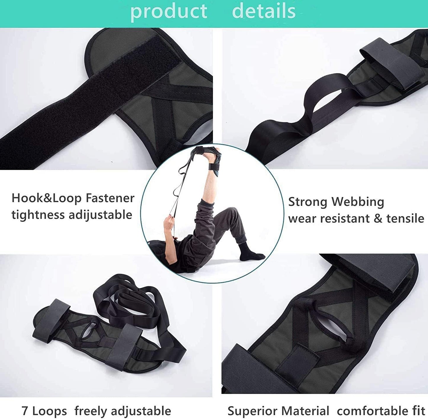 Foot and Calf Stretcher for Plantar Fasciitis, Leg Stretch Band，Improve Leg Stretching，Premium Physiotherapy Stretching Strap Improves Strength and Relief to Heel Spurs, Calf, Thigh and Hip