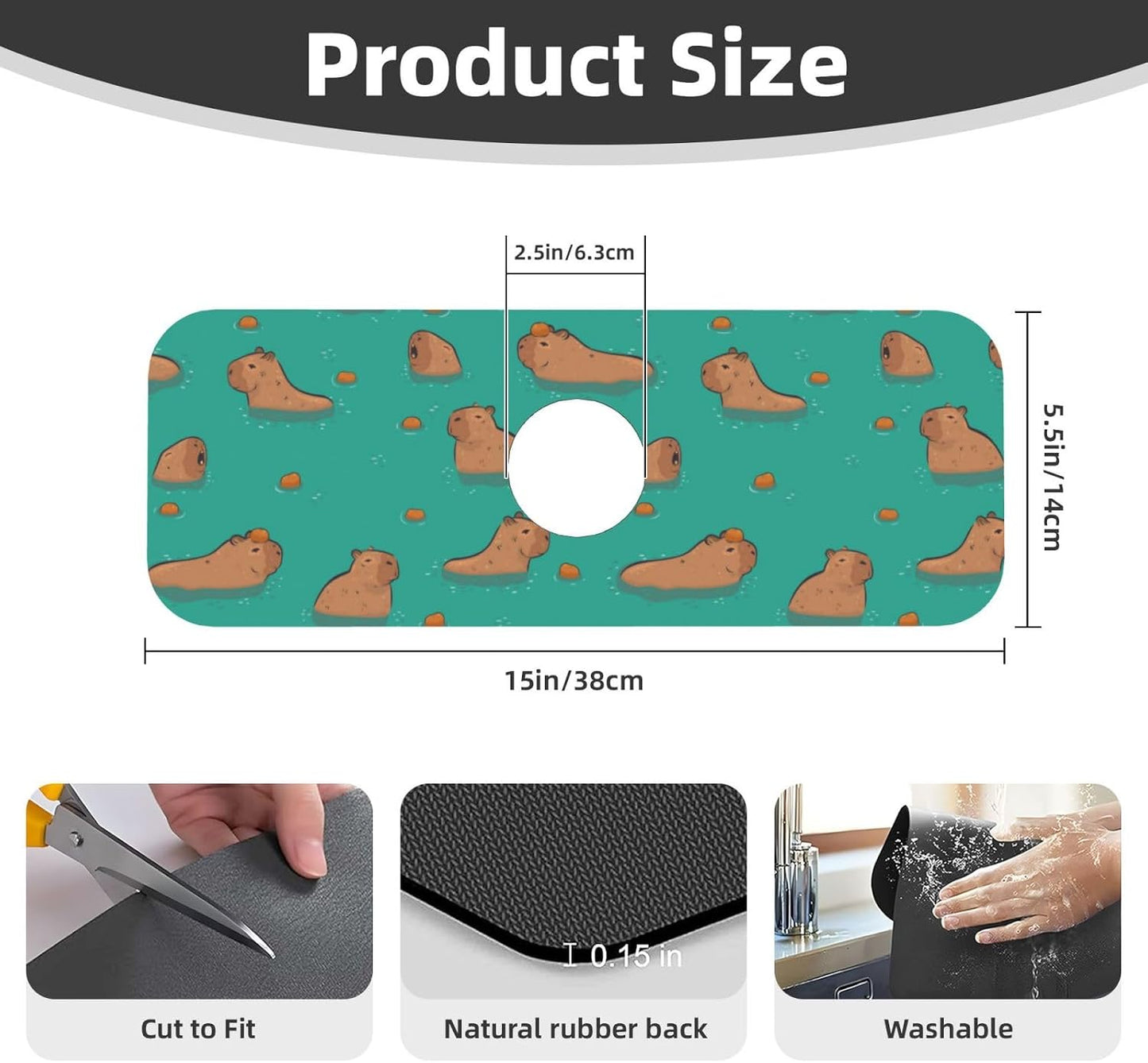 Abstract Flower Blooming Floral Watercolor Kitchen Sink Splash Guard Faucet Mat Super Absorbent Fast Drying Mat Sink Gadgets-Fast Drying Pad Sink Mat For Kitchen Bathroom (15" X 5.5" )
