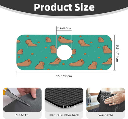 Abstract Flower Blooming Floral Watercolor Kitchen Sink Splash Guard Faucet Mat Super Absorbent Fast Drying Mat Sink Gadgets-Fast Drying Pad Sink Mat For Kitchen Bathroom (15" X 5.5" )