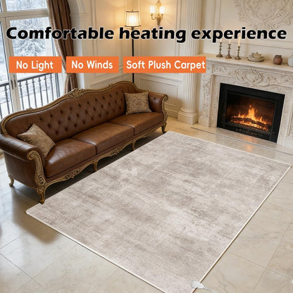 Electric Heated Carpet 35x55in Soft Plush Heating Rug 450W CX | Instant Warmth in 30s, 60 Heat Levels 12h Timer, Energy Efficient Safety Protection Ideal for Home Office Playroom 120V