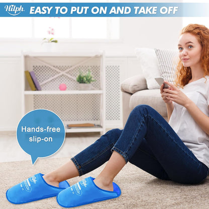 Hilph Foot Ice Pack Slippers, 1 Pair Ice Pack for Feet & Toes Pain Relief | Reusable Hot Cold Therapy for Plantar Fasciitis, Gout, Bunions, Neuropathy Relief, Surgery Recovery, HSA Eligible FSA, Blue