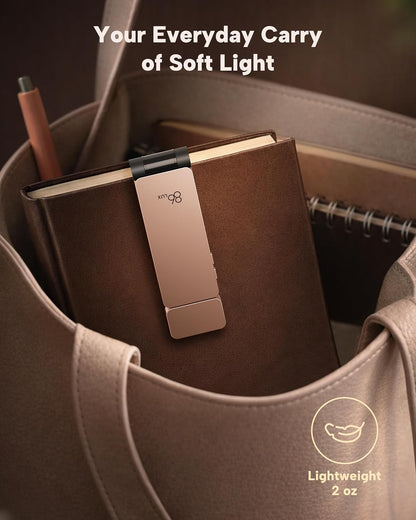 86lux Book Light, Rechargeable Clip-On LED Reading Light for Bed | 3 Color Temperatures with Stepless Dimming, Ultralight Bookmark Design for Book Lovers, Grey