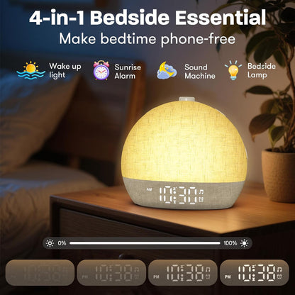 Wake Up Light Sunrise Alarm Clock, White Noise Sound Machine