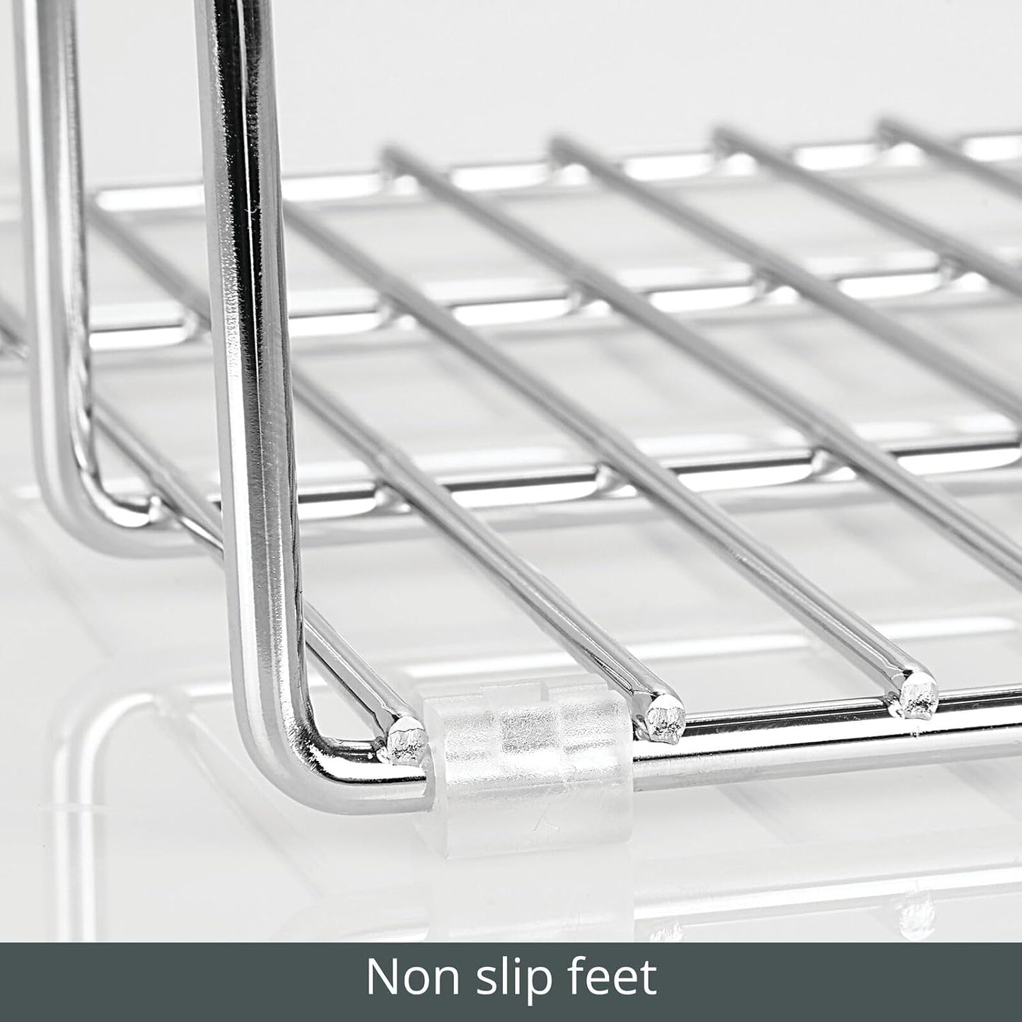 mDesign 3 Slot Tray and Pan Rack — Metal Wire Rack for Pantry and Kitchen Storage — Freestanding Pan Lid Holder Also for Baking Trays and Crockery – Silver