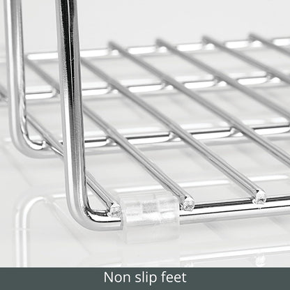 mDesign 3 Slot Tray and Pan Rack — Metal Wire Rack for Pantry and Kitchen Storage — Freestanding Pan Lid Holder Also for Baking Trays and Crockery – Silver