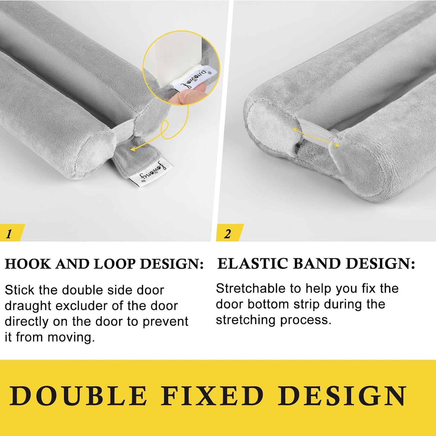 fowong Door Draft Stopper, 36" Adjustable Under Door Noise Stopper, Grey | Durable Door Draft Blocker Helps to Seal Door Gaps, Reduce Drafts, Noise, Dust & Light, Fit Doors 30"–36", Easy to Install
