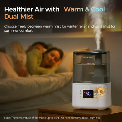 BOXING 4.5L Warm&Cool Mist Humidifier, Humidistat, Auto Mode, Remote,Timer