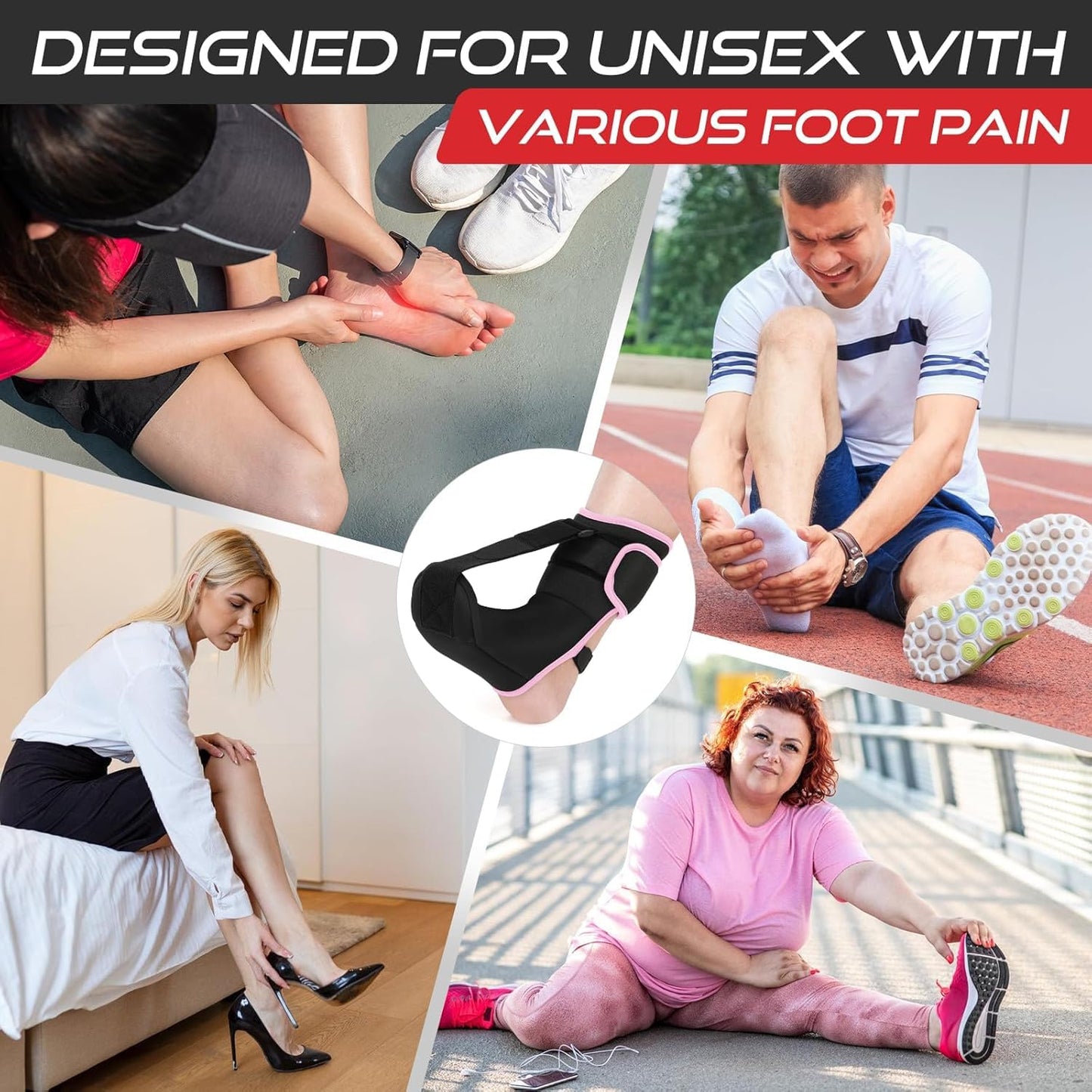 Plantar Fasciitis Night Splint Sock Soft Plantar Fasciitis Brace for Sleeping Achilles Tendonitis Foot Drop Heel Pain - Plantar Fasciitis Relief Night Splint for Women Men Black Small