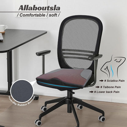 Allaboutsla Car Seat Cushion with Lumbar Support Pillow, Car Back Support | L-Shaped Ergonomic Memory Foam Seat Cushion, Car Seat Cushions for Driving, Driver Cushion and Back Support for Car, B&G