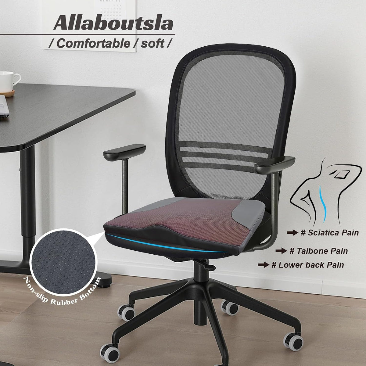Allaboutsla Car Seat Cushion with Lumbar Support Pillow, Car Back Support