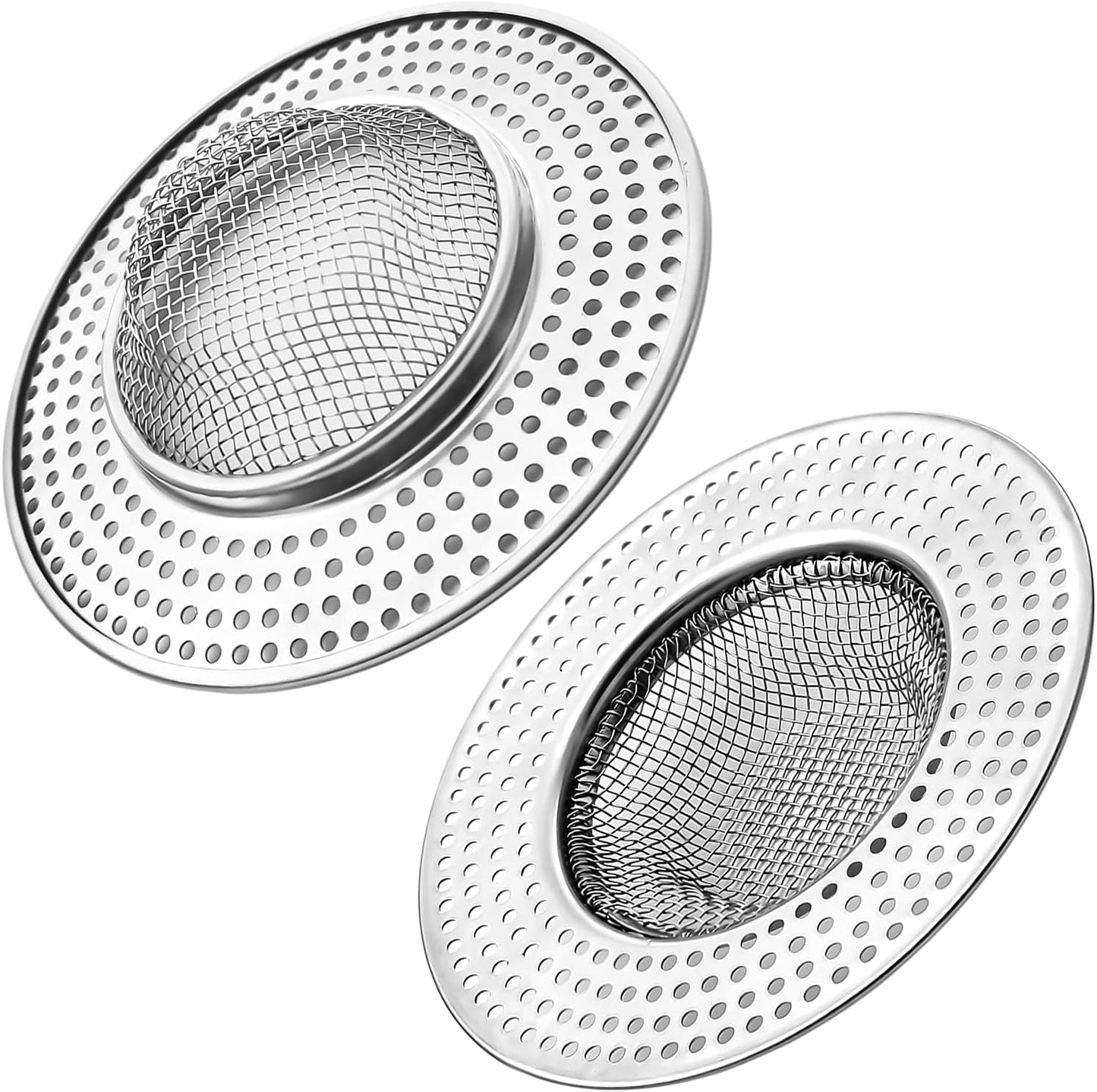 2pcs Heavy Duty Stainless Steel Slop Basket Filter Trap, 2.75" Top / 1" Mesh Metal Sink Strainer Shower Drain Hair Catcher for Kitchen Bathroom Bathtub Wash Basin Floor Balcony Drain Hole, Utility