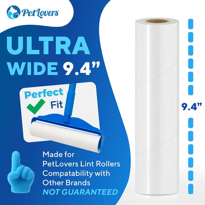 PetLovers Extra Sticky Lint Roller Mega Value Set 450 Sheets for Pet Hair Removal and Clothes, Dog and Cat Lint Remover 5 Pack