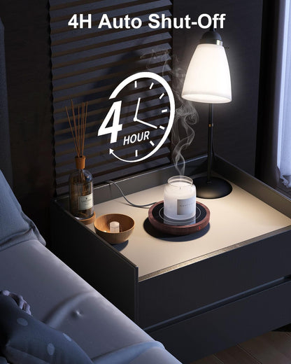 SWEETFULL Coffee Mug Warmer, Electric Cup Warmer for Desk - Wood | 36W Fast Heating Beverage, 3-Temp Settings, 4H Auto Shut-Off, Smart Coffee Gifts Accessories for Women Men Milk, Tea, Candle