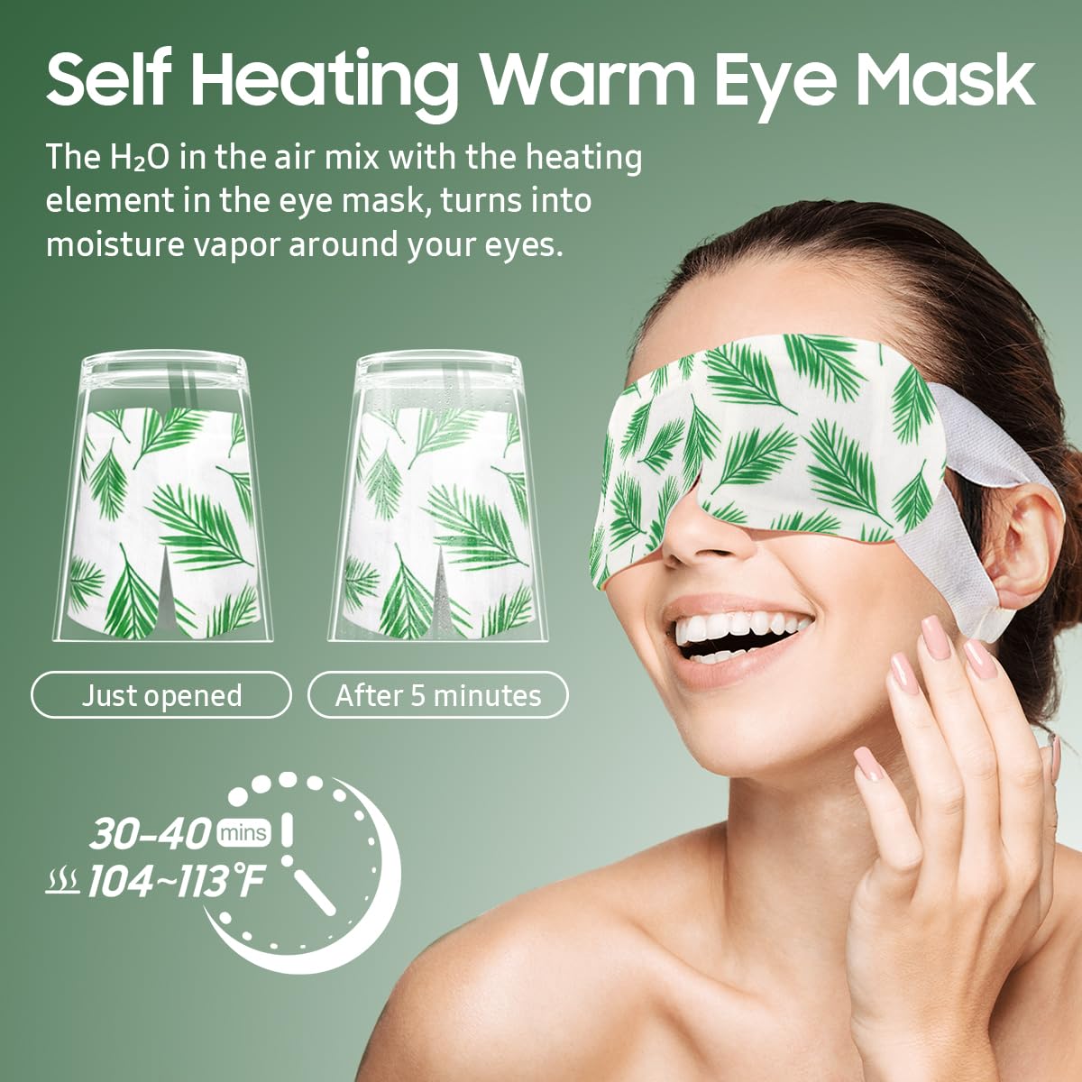 BeHoomi 20 Packs Steam Eye Mask, Heated Eye Mask Warm Compress for Eyes, Disposable Self Heating Steam Mask for Home, Sleep, Spa, Travel Essentials & Relaxation Gifts for Women (Unscented)