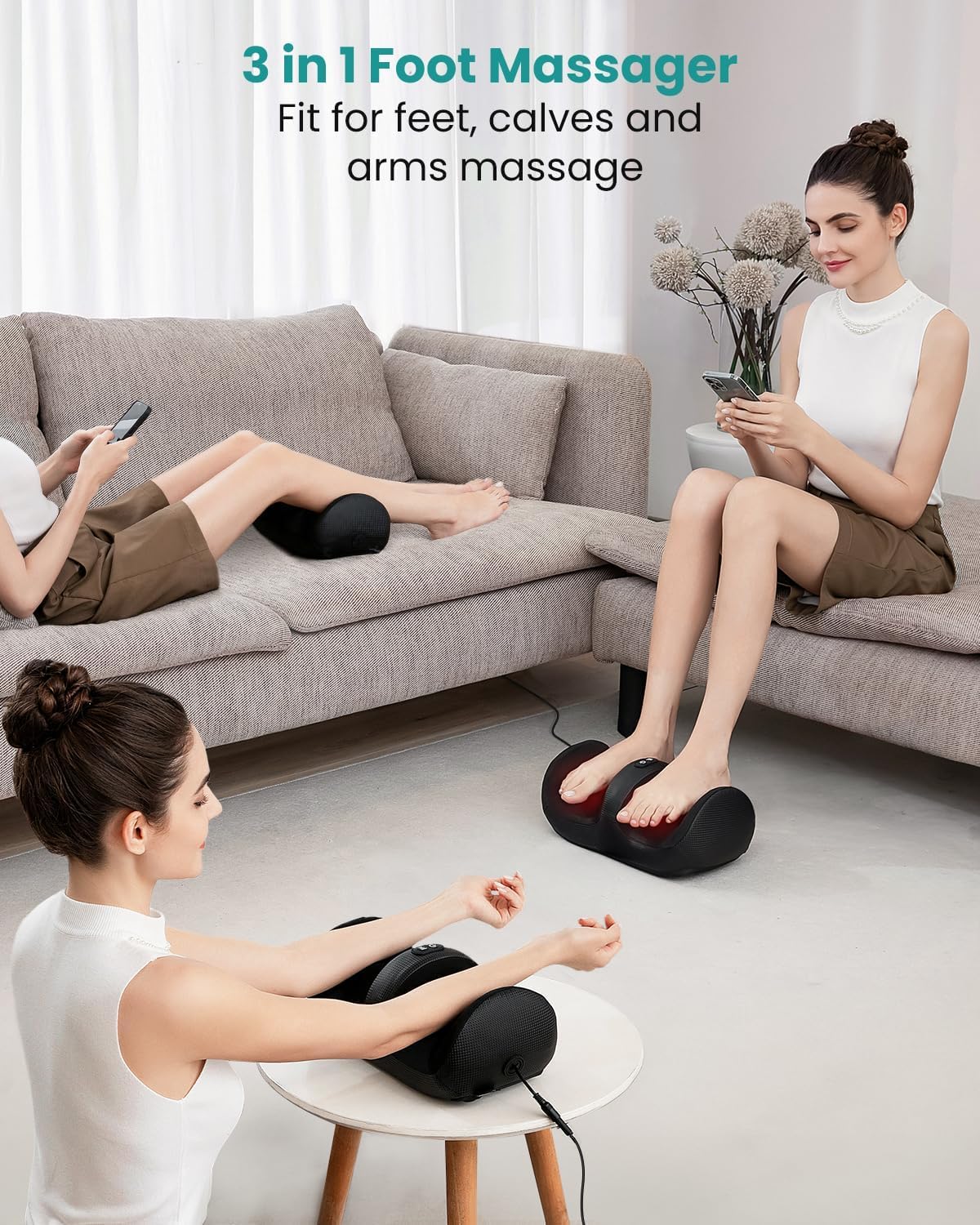 Nekteck Foot Massager with Heat & Foot Roller, Shiatsu Calf Leg Massager