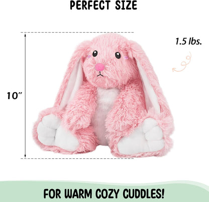 Bunny Microwavable & Weighted Stuffed Animals - 1.5 Lbs Unscented Heating Pad for Period Cramps Pain Relief and Anxiety, Cute Bunny Plush Toys Gifts for Women Girls Adults and Kids by Happy Fuel