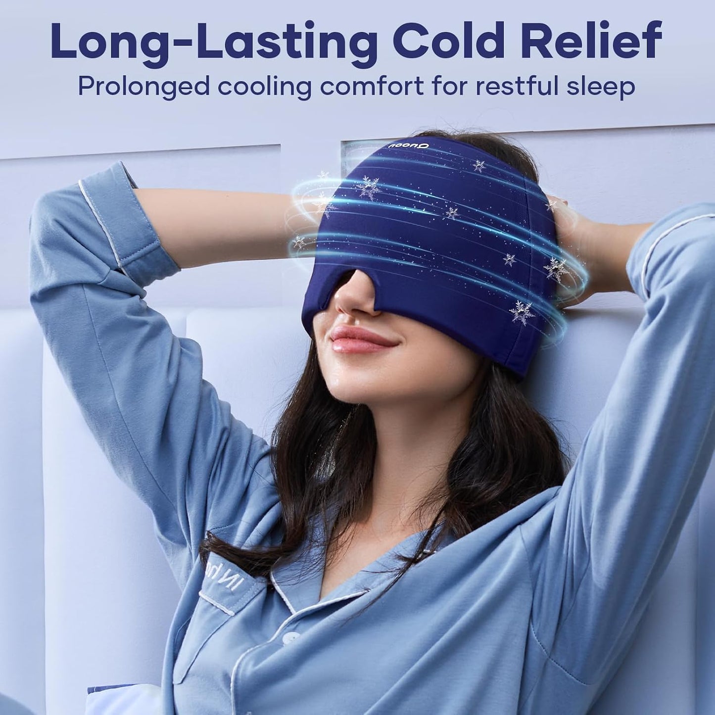 Qnoon Migraine Relief Cap, Headache Relief Cap Mask Products, Cooling Odorless Gel Ice Head Wrap for Tension, Stress,Hangover & Puffy Eyes