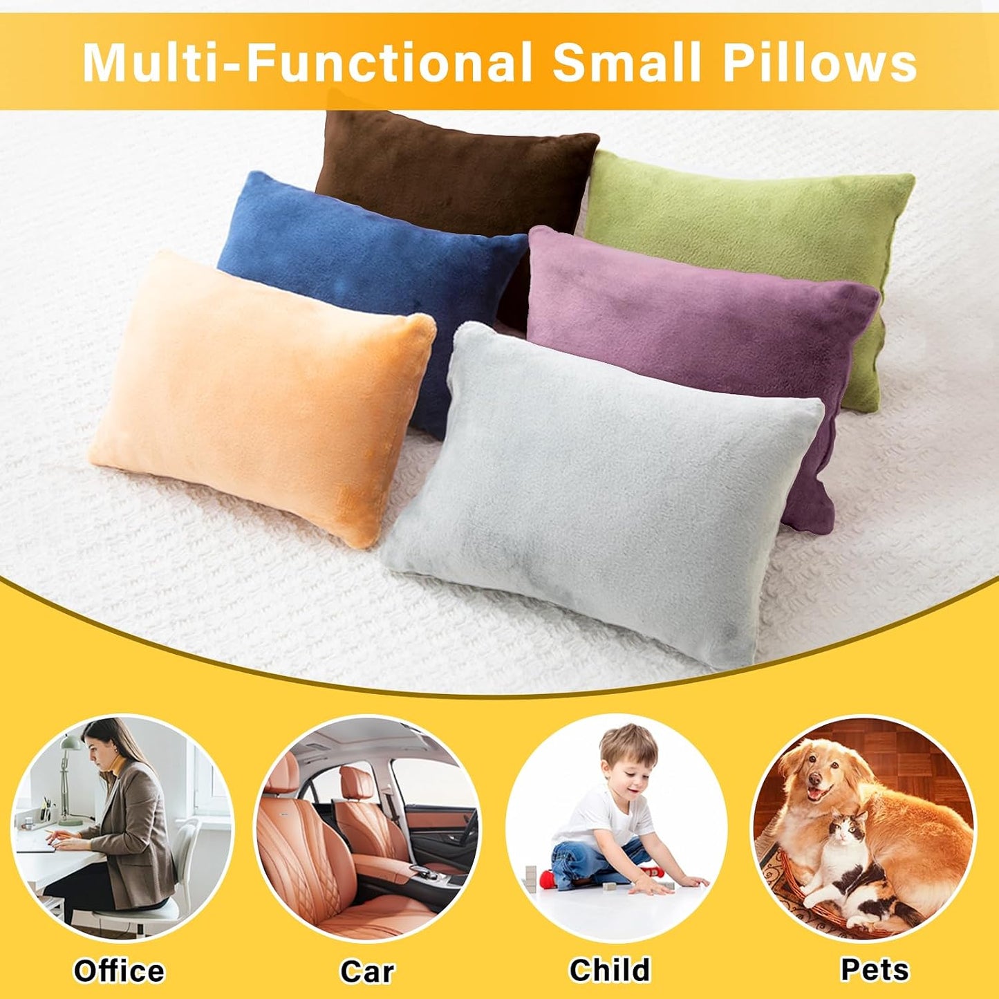 1 MIDDLE ONE 2 Pack Small Pillow, Memory Foam Mini Pillow 11 X 7 Inches for Travel, Sleeping, Nap and Neck, Knee, Lumbar Support, Tiny Cushion for Pet, Dogs (Grey)