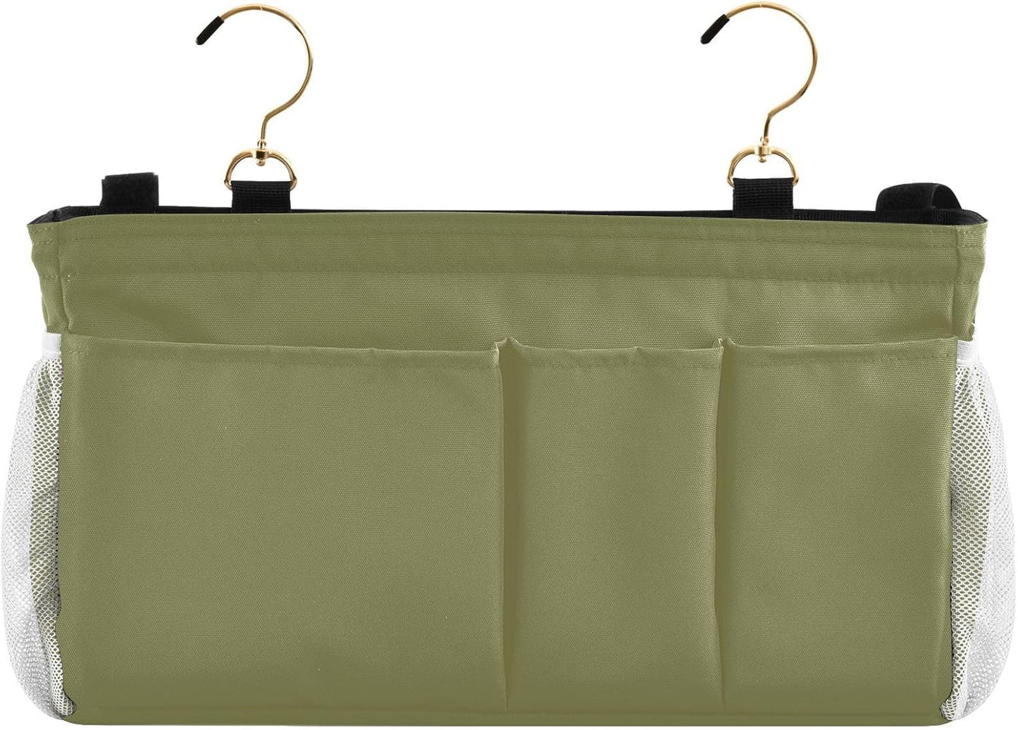 Black Bedside Caddy Storage Bag Bedside Organizer for Bed Rails College Dorm Room Organizer Caddy Hanging Shelf 6 Pockets with Hooks for Drinks Magazine Phone Holder