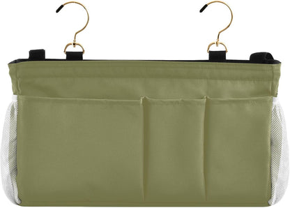 Black Bedside Caddy Storage Bag Bedside Organizer for Bed Rails College Dorm Room Organizer Caddy Hanging Shelf 6 Pockets with Hooks for Drinks Magazine Phone Holder