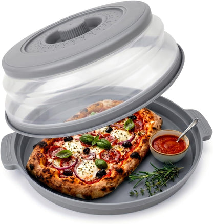 10 Inch Microwave Splatter Cover Vented for Food, Collapsible Splatter Guard with Handle, Anti-Splatter Plate Lid for Kitchen Fruit Vegetables, Dishwasher-Safe Easy Clean (black)