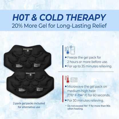 KingPavonini Extra Large Ice Pack for Back Pain Relief, 2 Gel Packs, Blue | 35-Min Long-Lasting & Instant Pain Relief, Leakproof Back Ice Pack, Extension Strap, Hot Cold Therapy, Skin-Safe Lycra Fabric