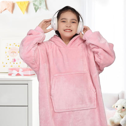 Waitu Wearable Blanket Sweatshirt Gifts for Women and Men, Warm and Cozy Giant Blanket Hoodie, Thick Flannel Blanket with Sleeves and Giant Pocket - Dark Gray
